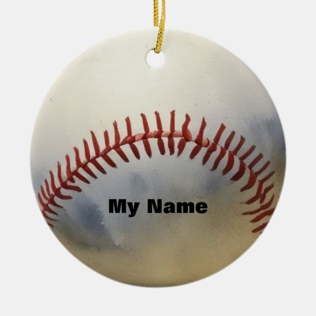 Adorno De Cerámica Béisbol, su nombre (Frente)