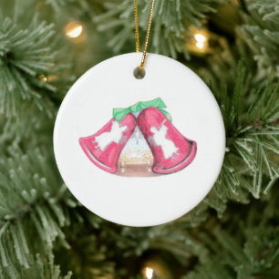 Adorno De Cerámica Belén de Campana de Navidad