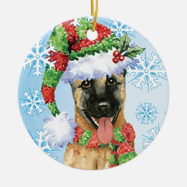 Adorno De Cerámica Belga feliz Malinois de Howlidays (Frente)