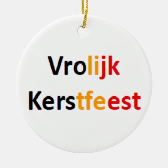 Adorno De Cerámica belgian vrolijk kerstfeest Ornament (Frente)