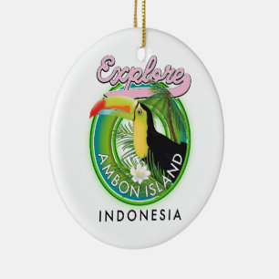 Adorno De Cerámica Belitung Indonesia logotipo de viaje Classic Round