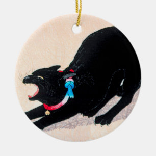 Adorno De Cerámica Bella Artes de eclosión de gato negro por Hiroaki 
