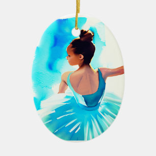 Adorno De Cerámica Bella Ballerina Joven en Azul