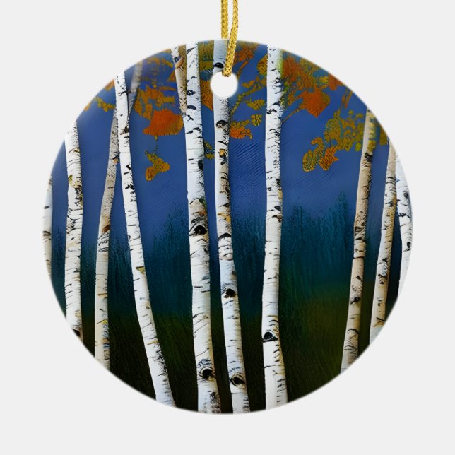 Adorno De Cerámica Bella Birch de Otoño (Frente)