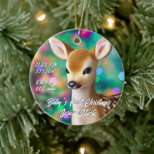 Adorno De Cerámica Bella Fawn Primera Navidad