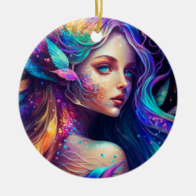 Adorno De Cerámica Bella y colorida hada (Frente)