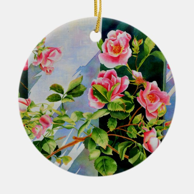 Adorno De Cerámica Bellas rosas rosas rosas, rosas rojas, acuarelas f (Frente)