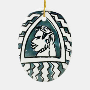 Adorno De Cerámica Belleza africana Bongo arte tribal retrato masái