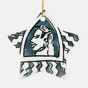 Adorno De Cerámica Belleza africana Bongo arte tribal retrato masái