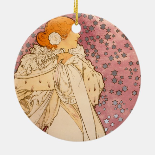 Adorno De Cerámica Belleza de mujer mucha Art Nouveau (Atrás)
