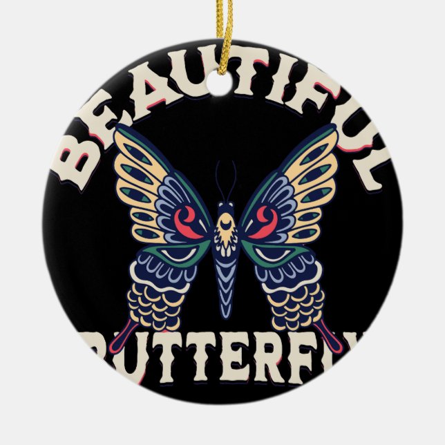 Adorno De Cerámica belleza-mariposa-retro-vector-arte-ilustracion- (Frente)