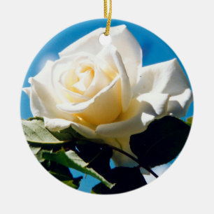 Adorno De Cerámica Belleza rosa blanca