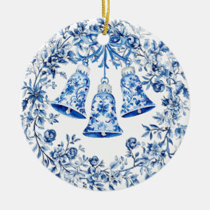 Adorno De Cerámica Bellezas de flores blancas azules chinas personali