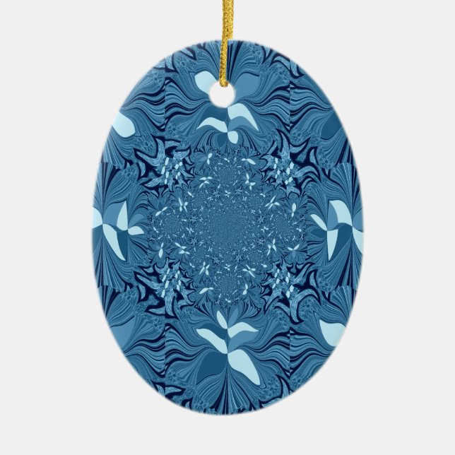 Adorno De Cerámica Bello arte asombroso iridiscente azul caleidoscopi (Frente)