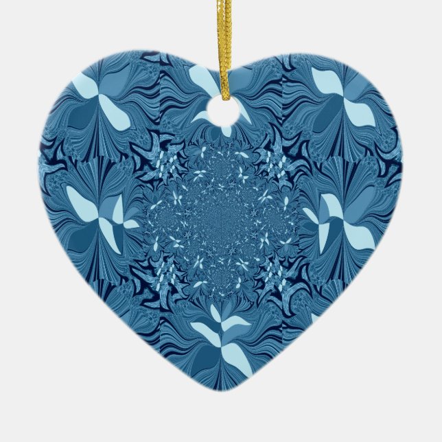 Adorno De Cerámica Bello arte asombroso iridiscente azul caleidoscopi (Frente)