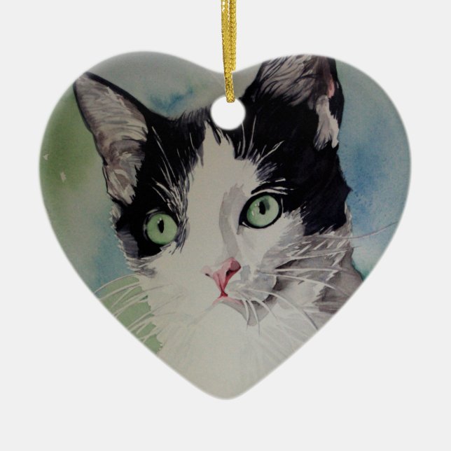 Adorno De Cerámica Bello Artes del retrato del amante del gato (Frente)