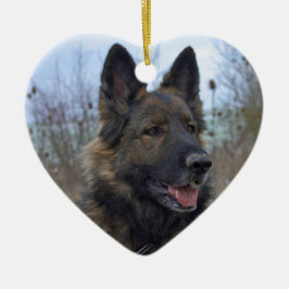 Adorno De Cerámica bello cachorro negro y marrón de pastor alemán