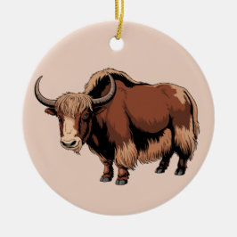 Adorno De Cerámica Bello y adorable yak marrón 