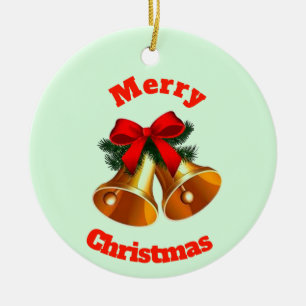 Adorno De Cerámica Bells y Holly Ornament