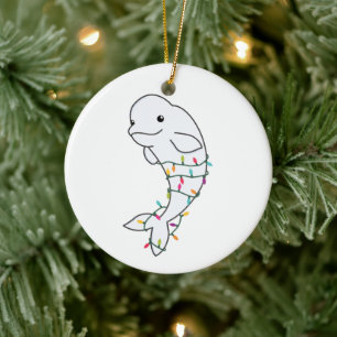 Adorno De Cerámica Beluga Ballena Feliz Navidad Animales de invierno