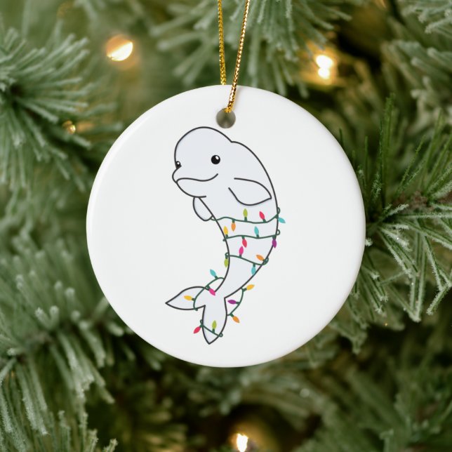 Adorno De Cerámica Beluga Ballena Feliz Navidad Animales de invierno  (Árbol)