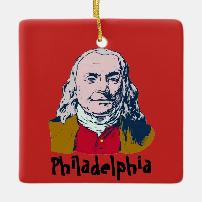 Adorno De Cerámica Ben Franklin, Filadelfia, añadir texto (Anverso)