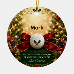 Adorno De Cerámica Bendición de Navidad de Golf para Golfista