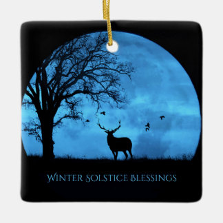 Adorno De Cerámica Bendiciones de alce y luna del solsticio de invier