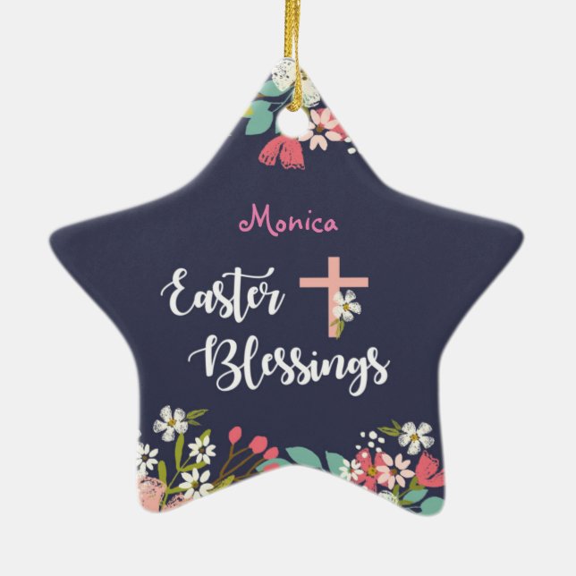 Adorno De Cerámica Bendiciones de Pascua de las Flores de Cristo Autó (Atrás)