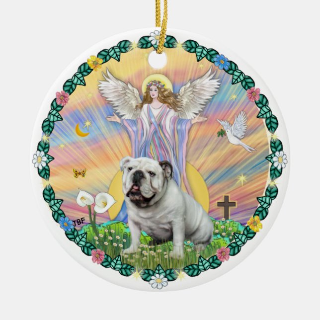 Adorno De Cerámica Bendiciones - Edificio Inglés (blanco) (Frente)