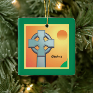 Adorno De Cerámica Bendiciones Irlandesas Cruz Personalizada