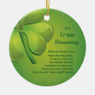 Adorno De Cerámica Bendiciones irlandesas Green Shamrock, Celtic