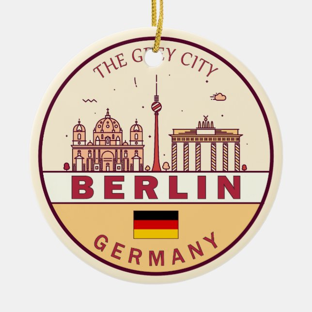 Adorno De Cerámica Berlin Alemania City Skyline Emblem (Frente)
