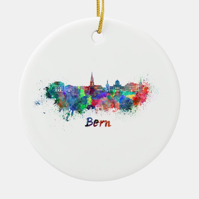 Adorno De Cerámica Bern skyline in watercolor (Frente)