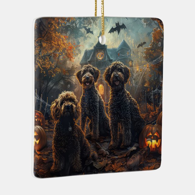 Adorno De Cerámica Bernedoodle Halloween Noche Doggy Delight (Derecha)