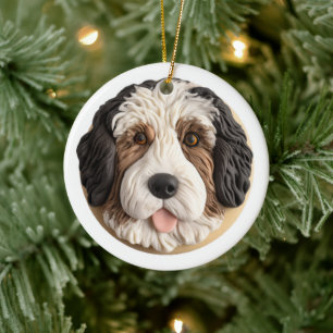 Adorno De Cerámica Bernedoodle Perro Inspirado en 3D