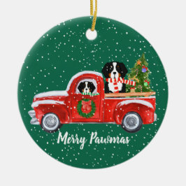 Adorno De Cerámica Berner Perro Camión Rojo Navidades Personalizados