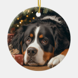 Adorno De Cerámica Bernese Mountain Dog Chrismas