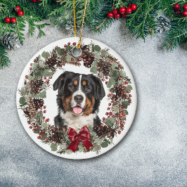 Adorno De Cerámica Bernese Mountain Dog Pinecone Wreath personalizada