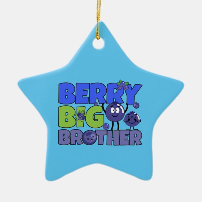 Adorno De Cerámica Berry Big Brother - Sibling Blueberry Pun (Frente)