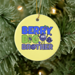 Adorno De Cerámica Berry Big Brother - Sibling Blueberry Pun
