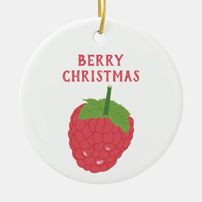 Adorno De Cerámica Berry Navidades Raspberry Fruit Design (Frente)