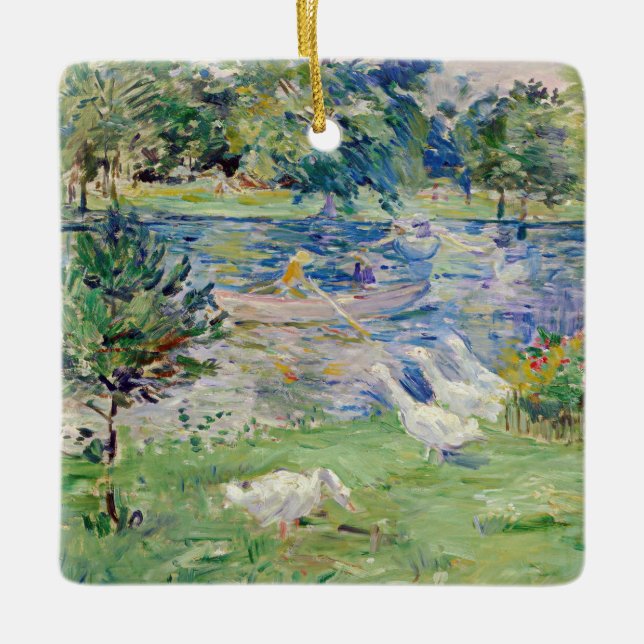 Adorno De Cerámica Berthe Morisot - Chica en un bote con Geese (Anverso)