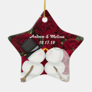 Adorno De Cerámica Besando a los muñecos de nieve casó nuestro primer