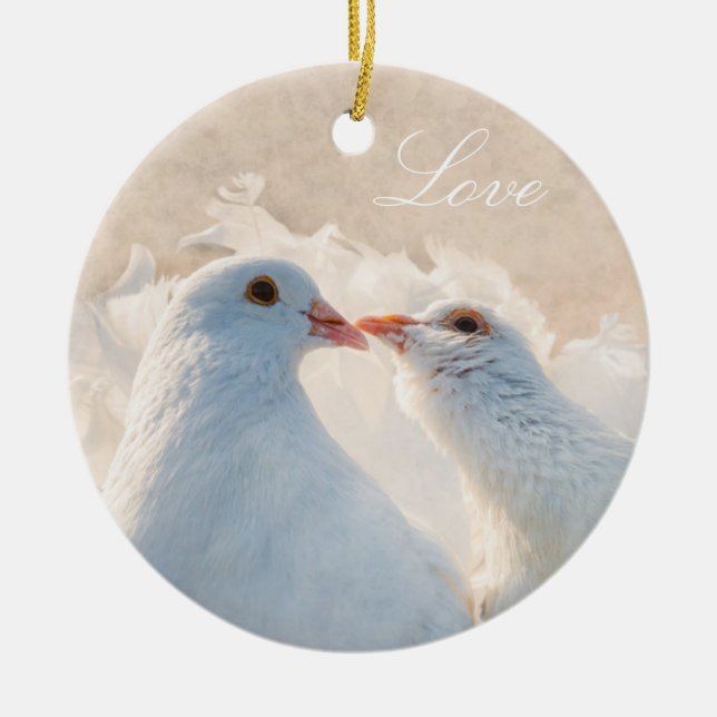 Adorno De Cerámica Besando palomas - Amor (Frente)