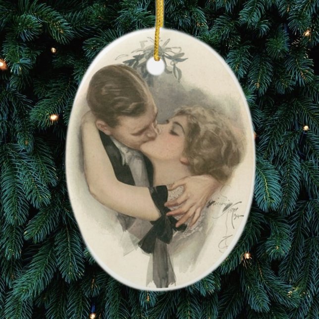 Adorno De Cerámica Beso bajo el mistletoe (Subido por el creador)