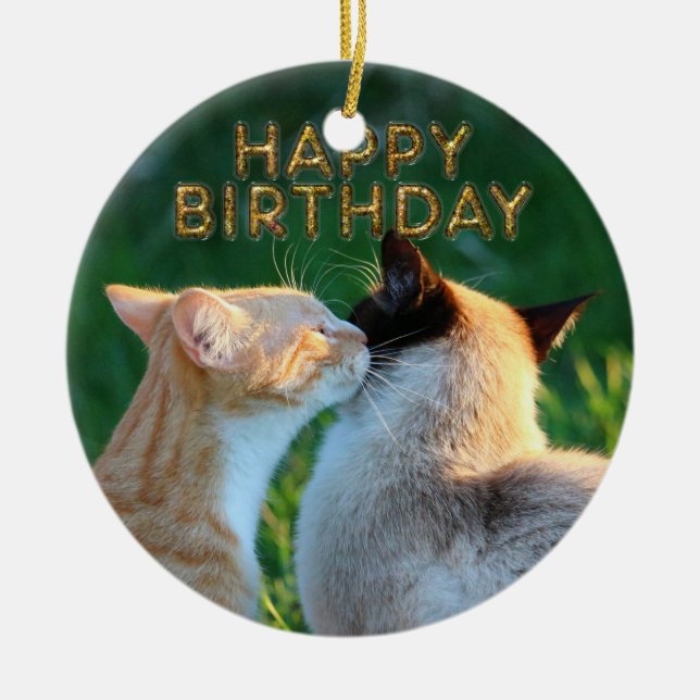 Adorno De Cerámica Beso del cumpleaños (Frente)