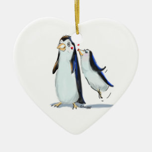 Adorno De Cerámica Beso del pingüino