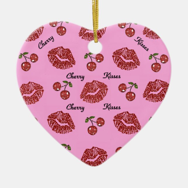 Adorno De Cerámica Besos RAB de cerezo rocoso en rosa (Frente)