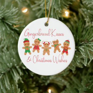 Adorno De Cerámica Besos y Navidades de pan de jengibre